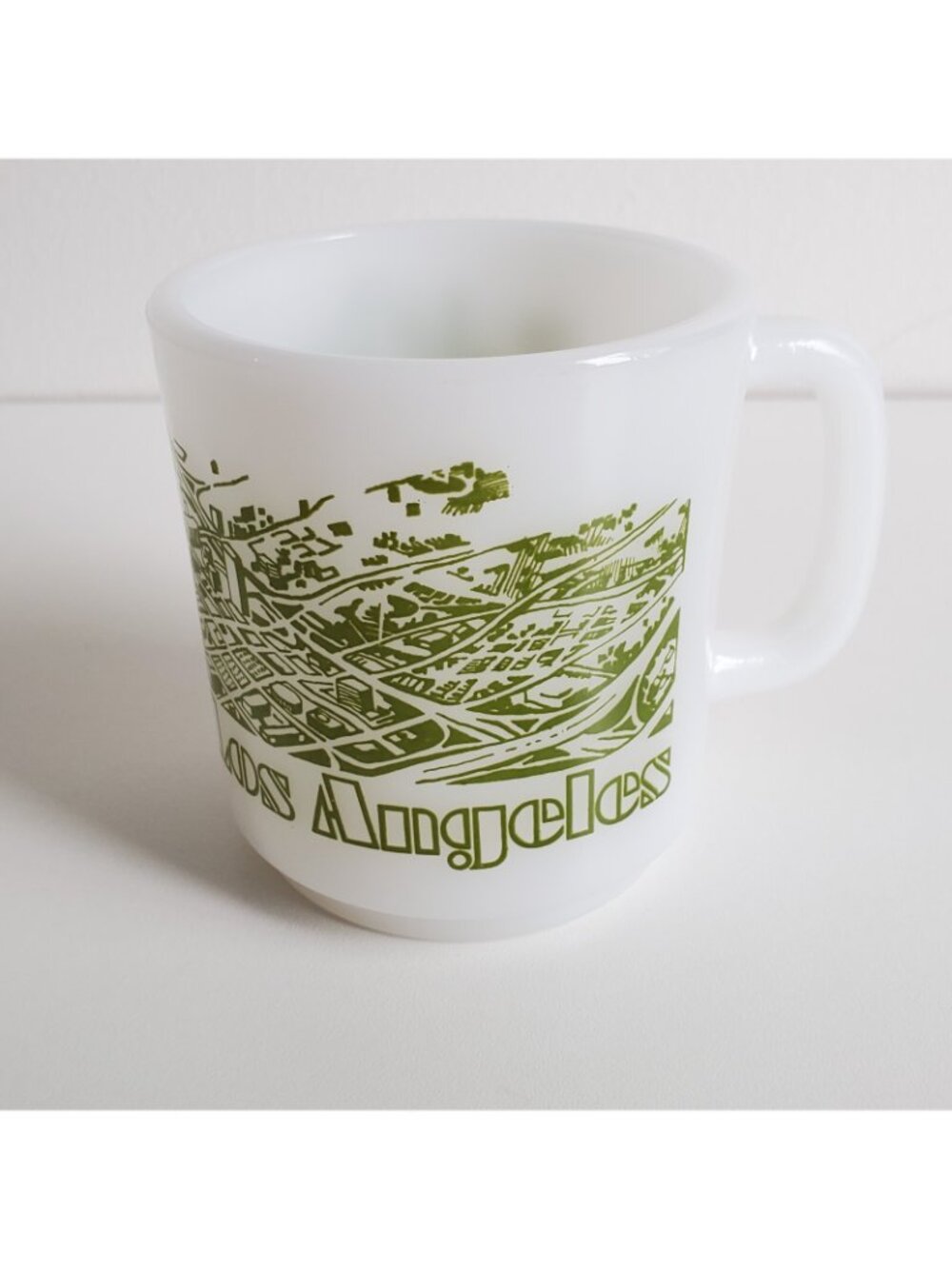 Los Angeles California Milk Glass Mug Skyline Map USA Buildings Vintage - Picture 6 of 7